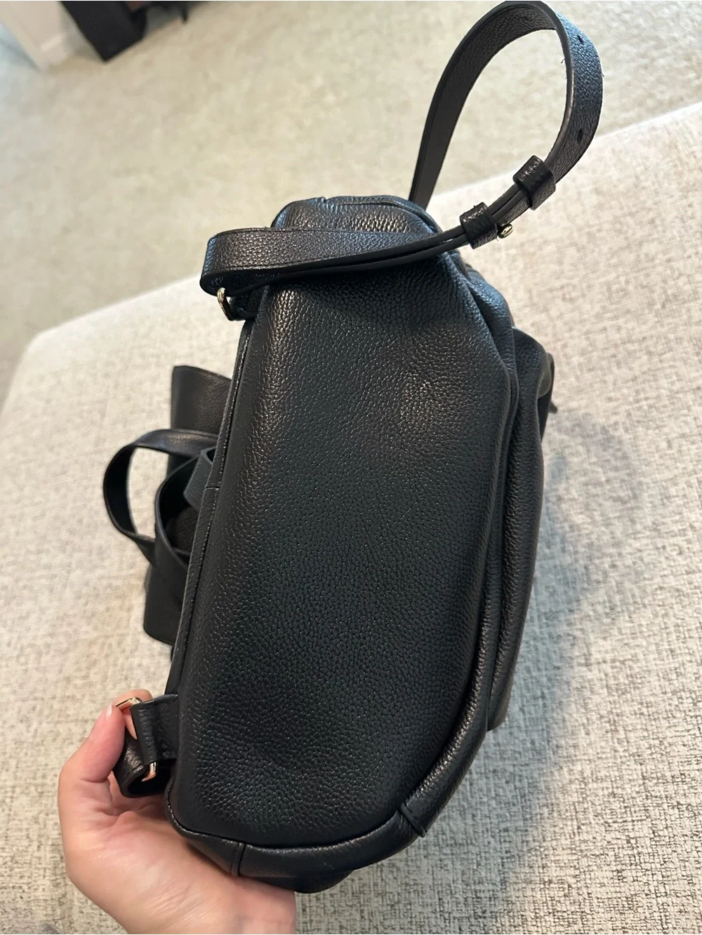Cole Haan Black Pebbled Leather Backpack